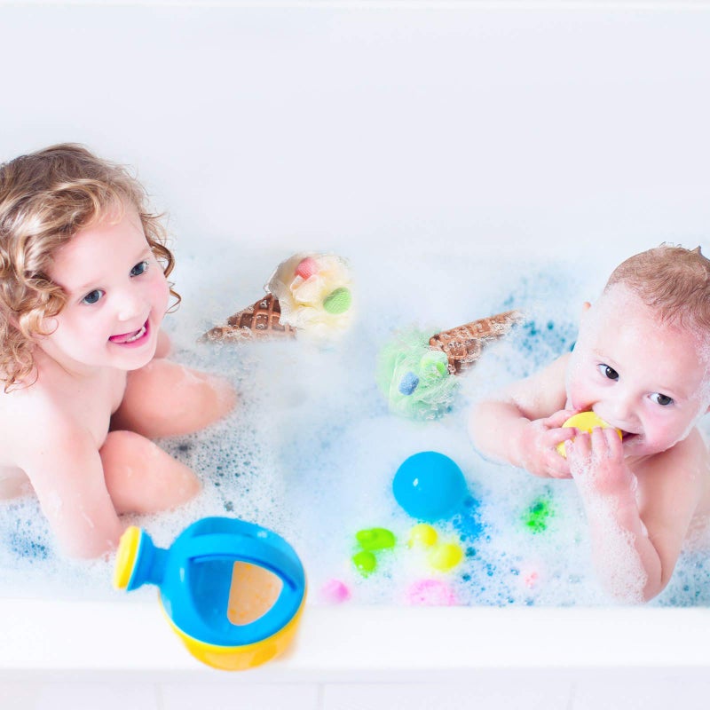 Geiserailie 4 Pieces Kids Loofah Ice Cream Cone Bath Sponge Kids Bath Shower Sponge Body Scrubber Exfoliating Loofah for Kids Spa Shower - Image 5